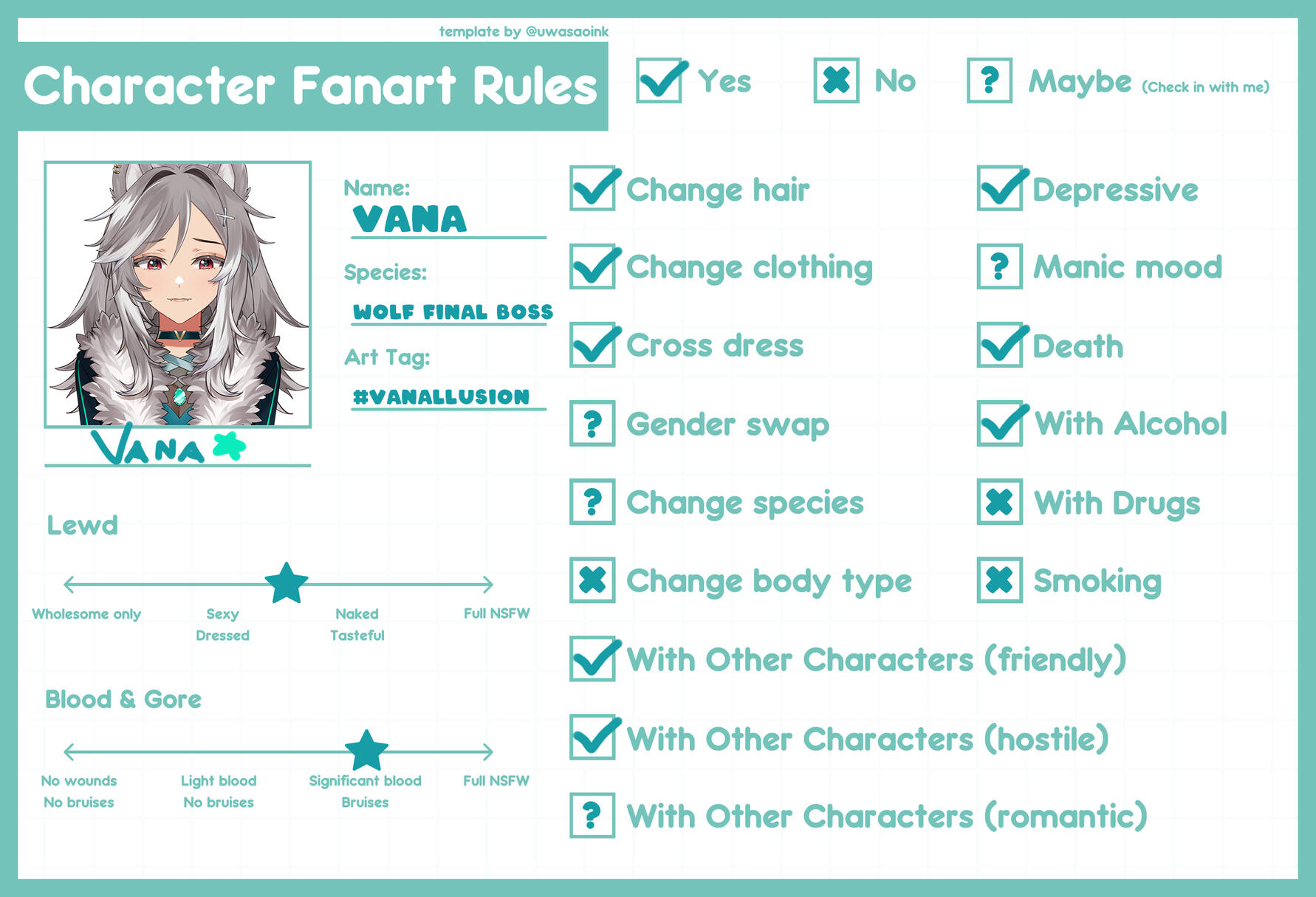 Vana's fan art rules.